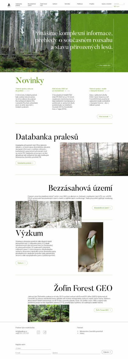 Pralesy ČR - realizace, Webdesign