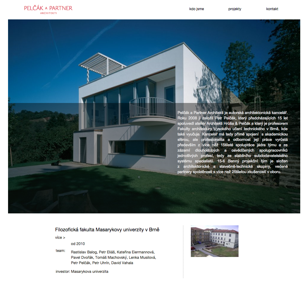 Pelčák a partner - tvorba www stránek, Web design