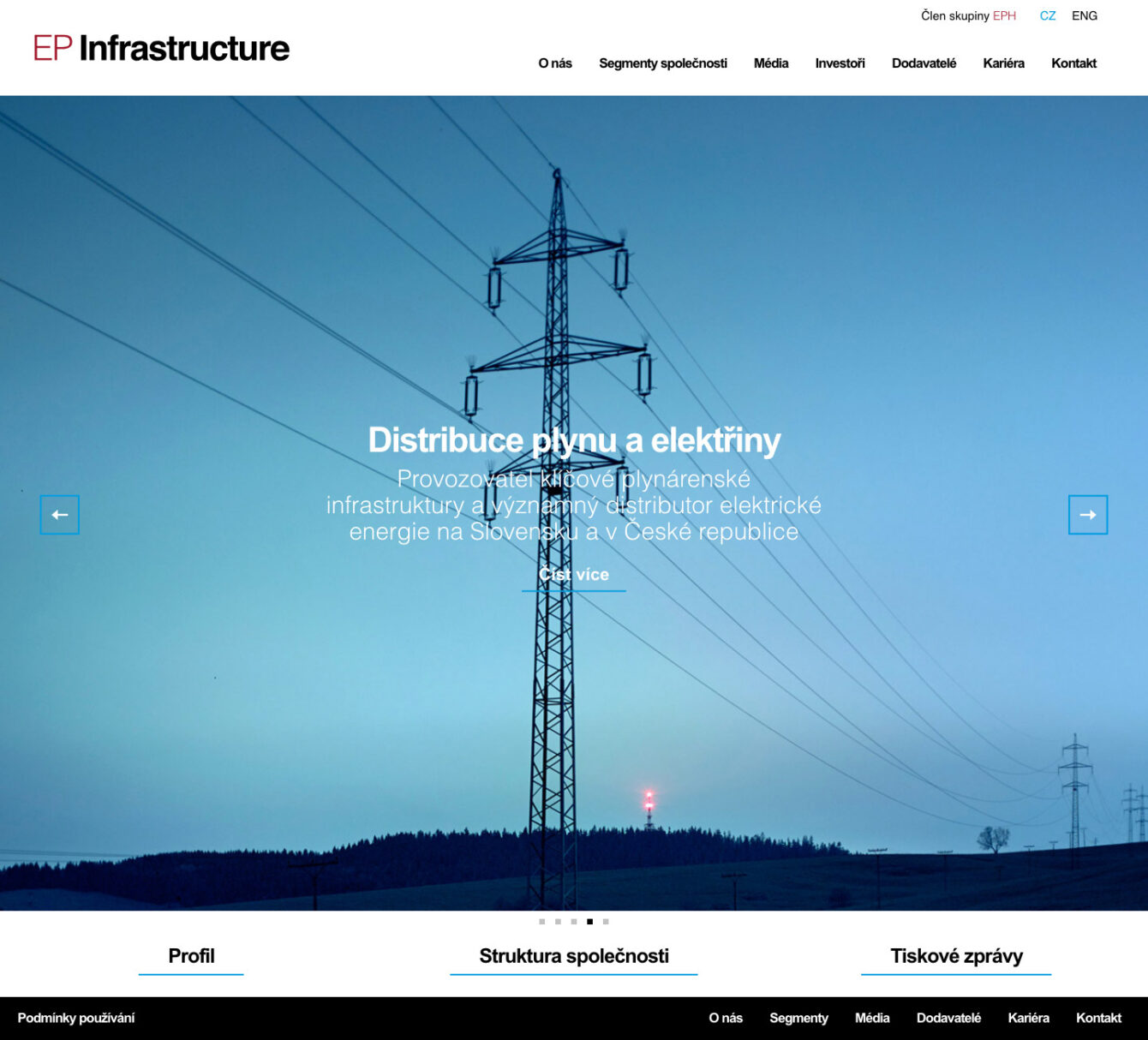 EP Infrastructure, webdesign, corporate identity, Brno