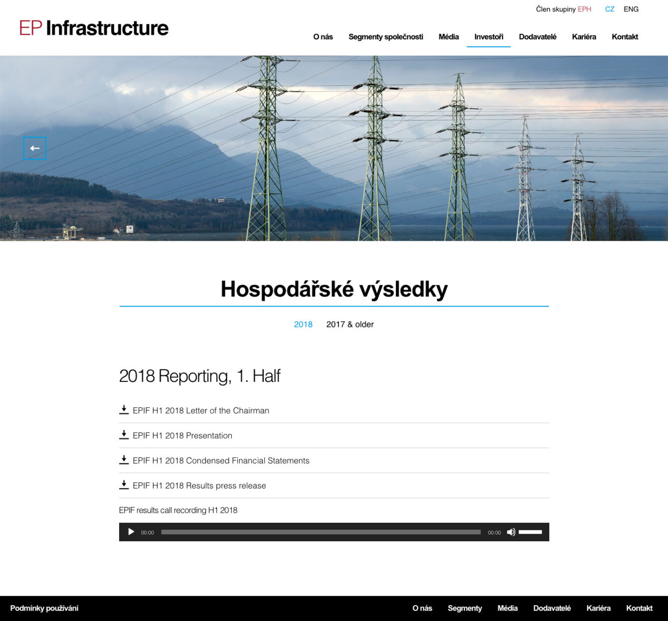 EP Infrastructure, webdesign, corporate identity, Brno