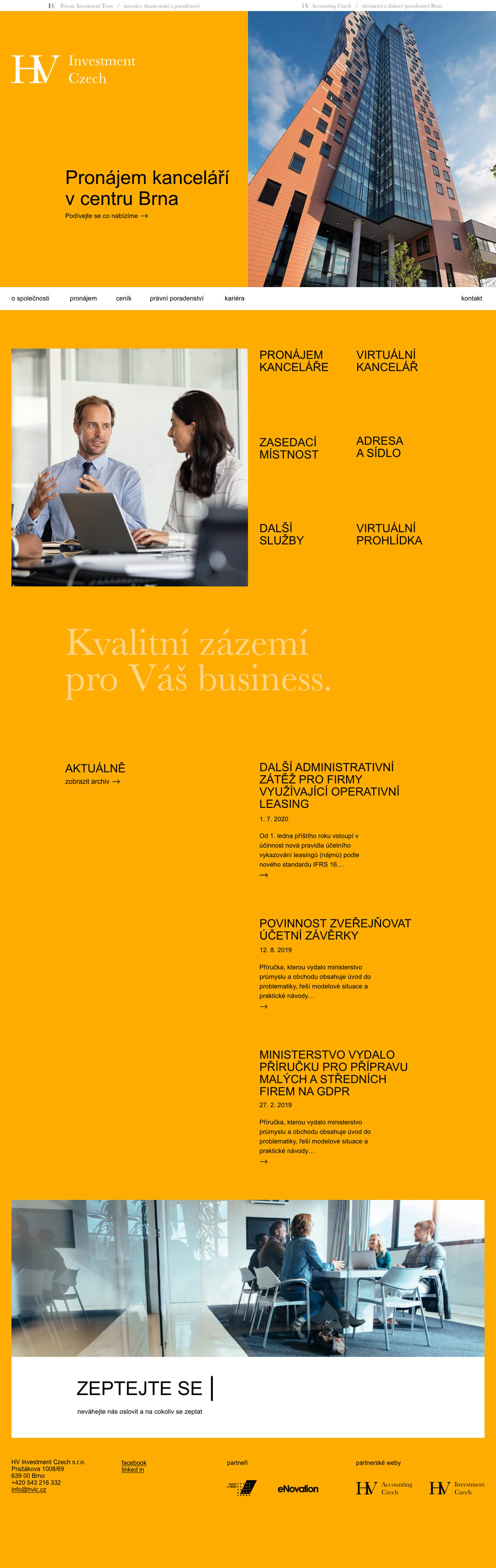 HV Investment Czech - realizace, Webdesign