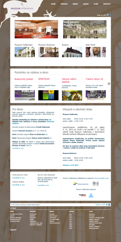 Muzeum Vyškovska - realizace, Web design