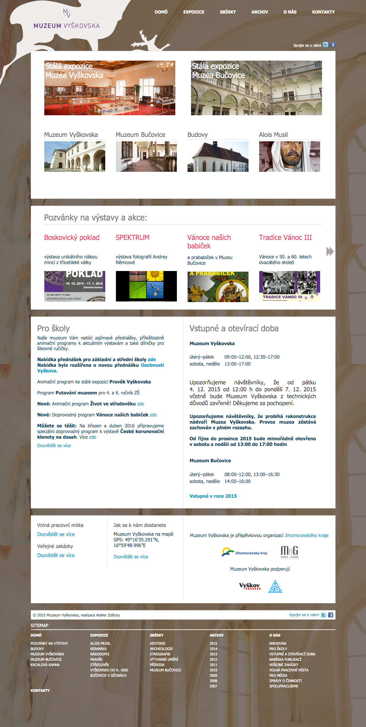 Muzeum Vyškovska - tvorba www stránek, Web design