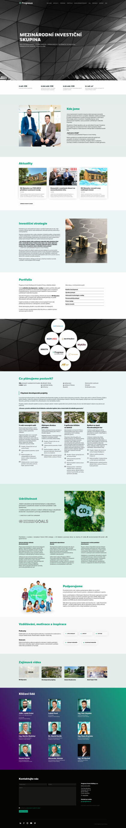 Progresus Holding - realizace, Web design