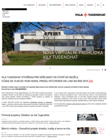 Vila Tugendhat 2009-2021 - realizace, Web design