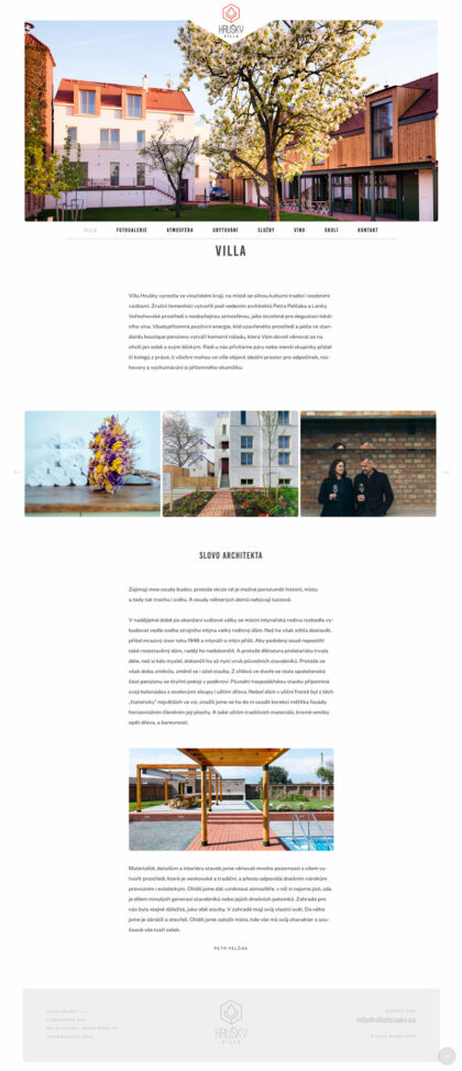 Vila Hrušky - realizace, Web design