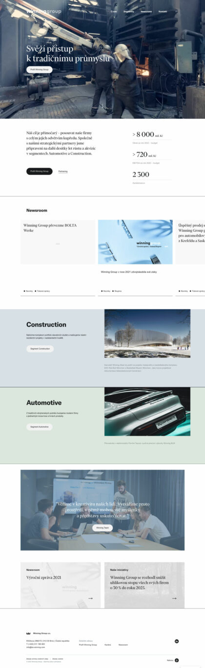 Winning Group - realizace, Web design